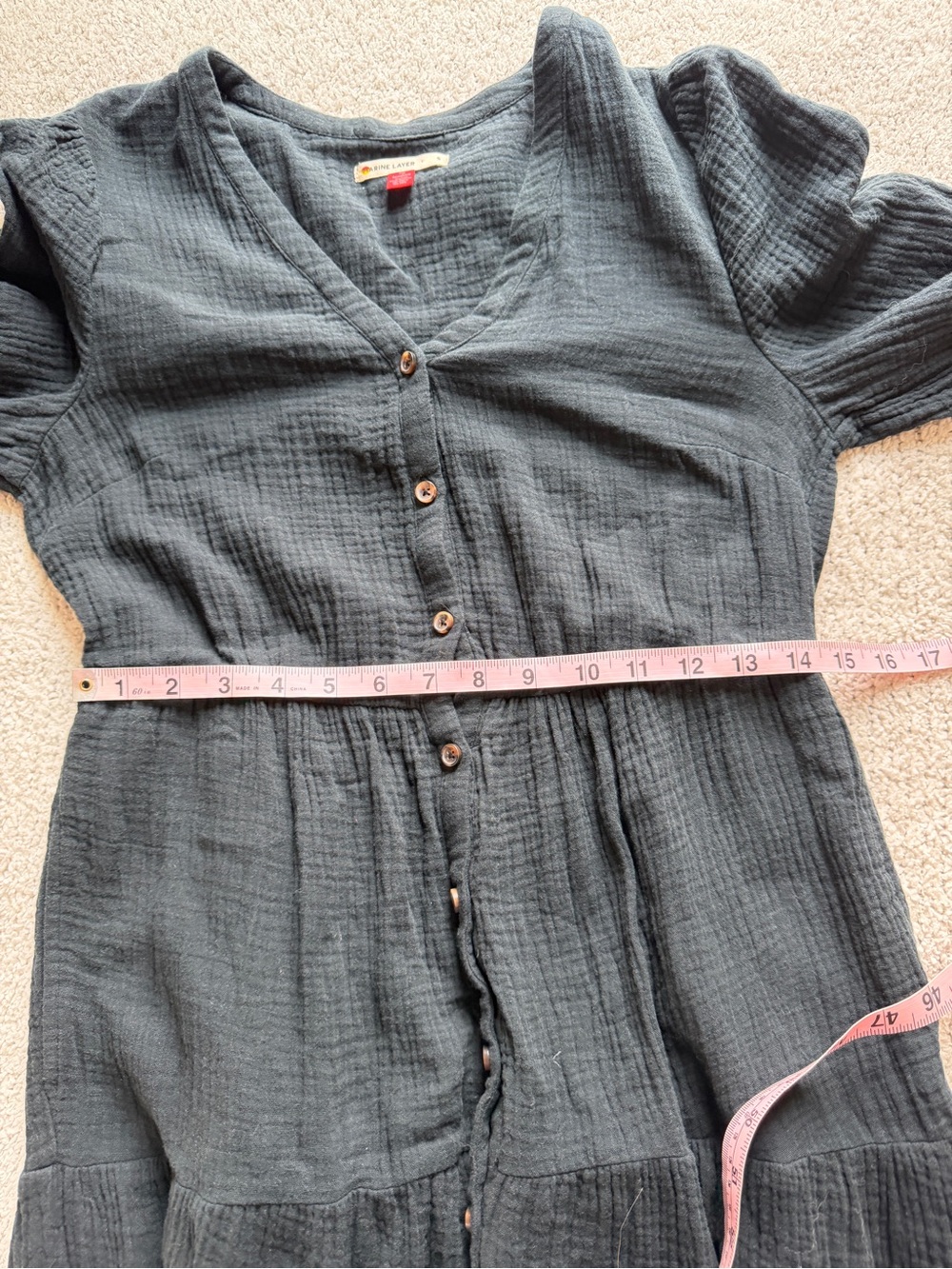 Marine Layer Willow Dress Double Cloth Midi Black Small - Picture 9 of 10